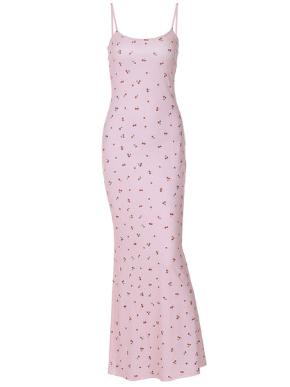 Fresh Floral Maxi Dress Sleeveless Bodycon for Daily Wear
