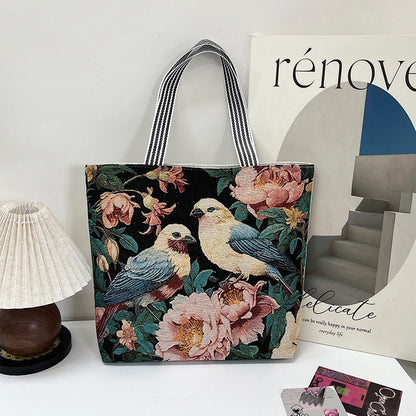 Fashionable Gold Embroidery Animal Tote Bag Stylish Shoulder Bag