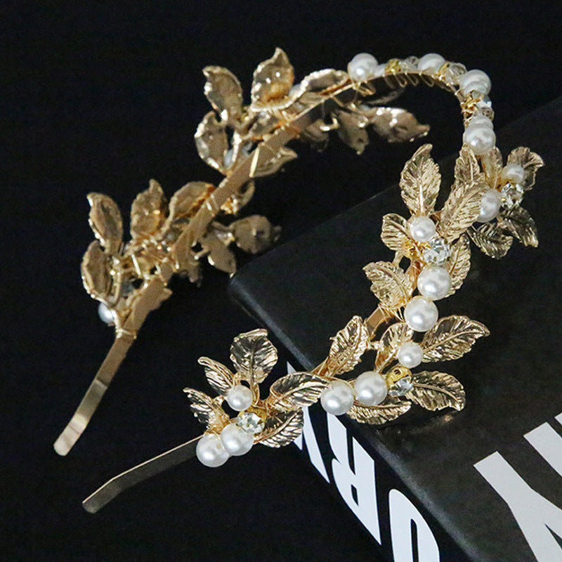 Alloy Leaf Hairband Baroque Bridal Hair Accessory