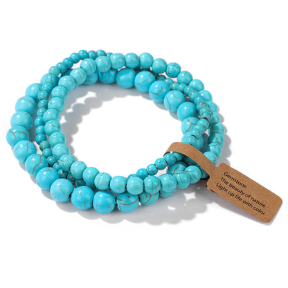 3Pcs Simple Stretch Beaded Bracelet Set