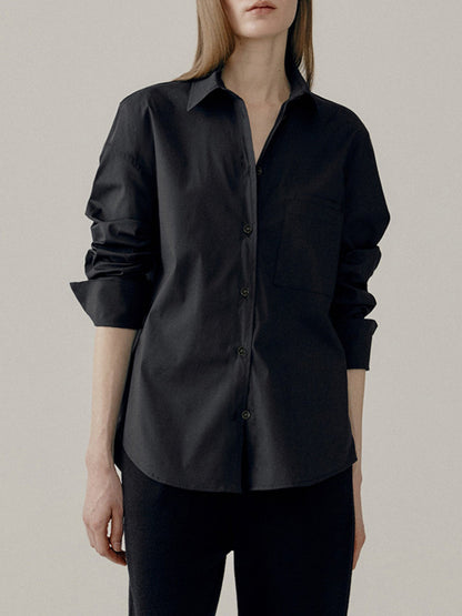 Premium Cotton Black Long Sleeve Button-Up Shirt