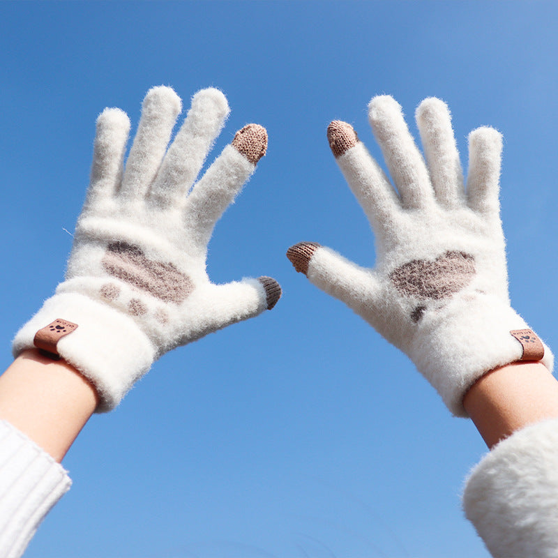 Cute Women's Cycling Gloves Fleece Lined Touchscreen Winter Warmth