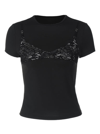 Slim Fit Color Block Short Sleeve Tee for Casual Street Style