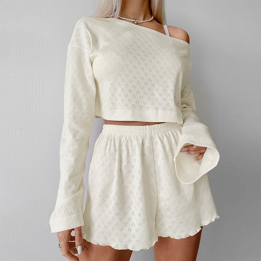 Love Jacquard Solid Color Sleepwear Sets
