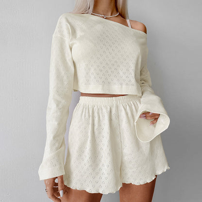 Love Jacquard Solid Color Sleepwear Sets