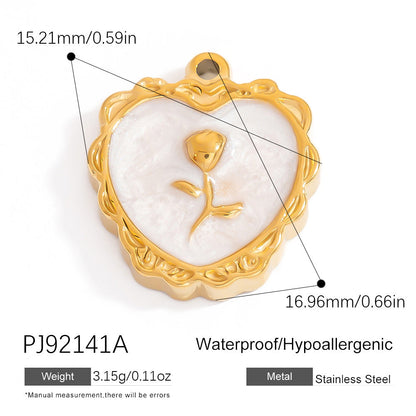 Evil Eye Hamsa Pendant Necklace Stainless Steel 18K Gold DIY Vintage Floral Charm