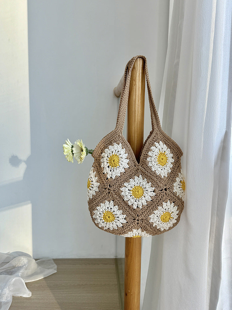 Trendy Woven Cotton Bag with Classic Check Pattern