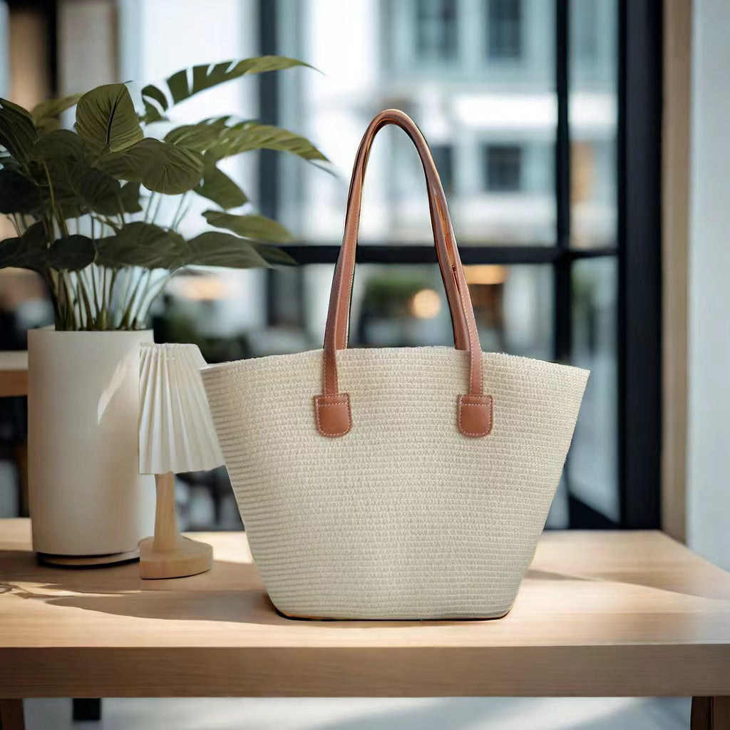 Women's Summer Straw Tote Bag Large Capacity Woven Shoulder Bag