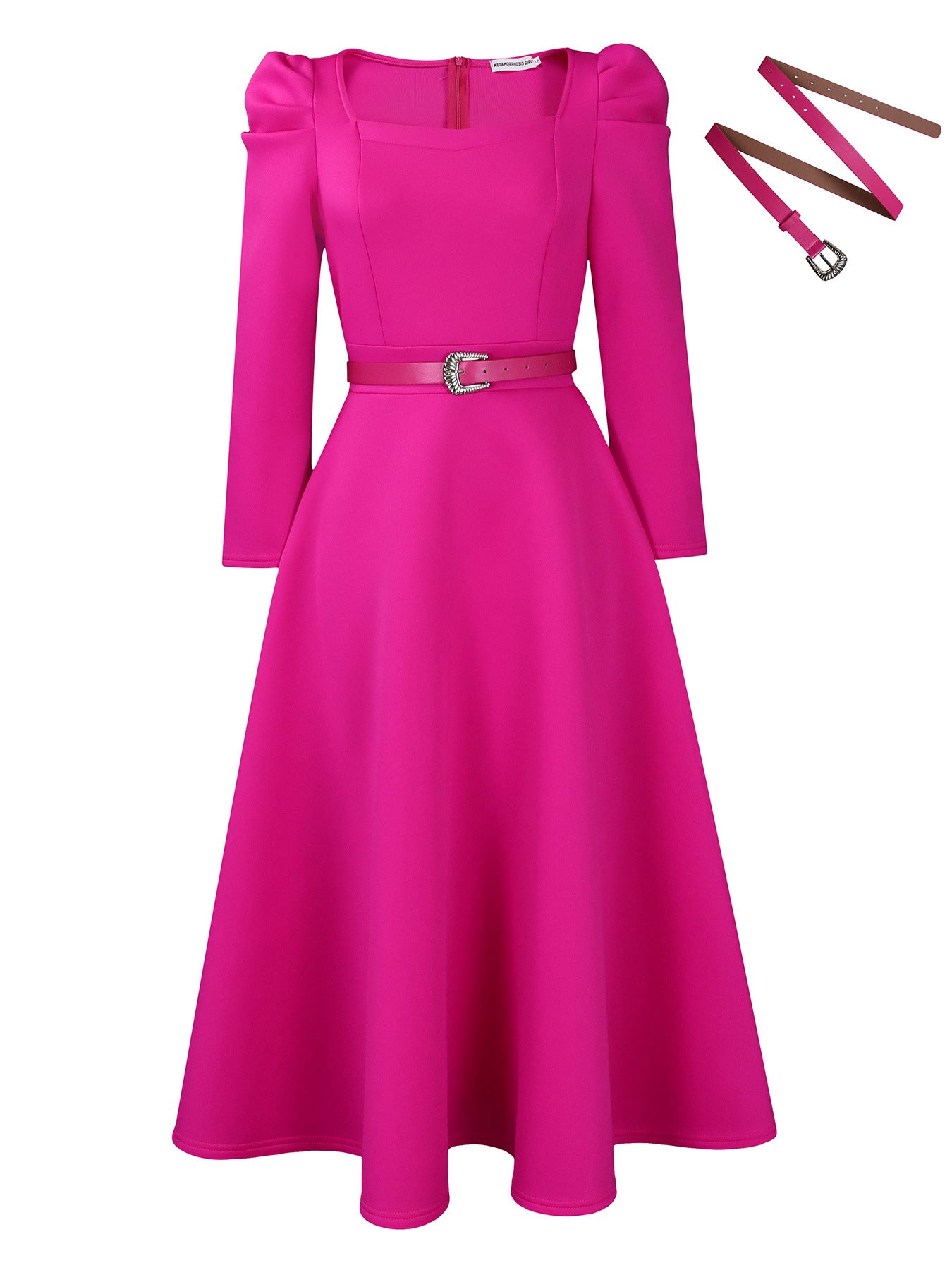 Fashionable Elegant A-Line Dress With Puff Sleeves