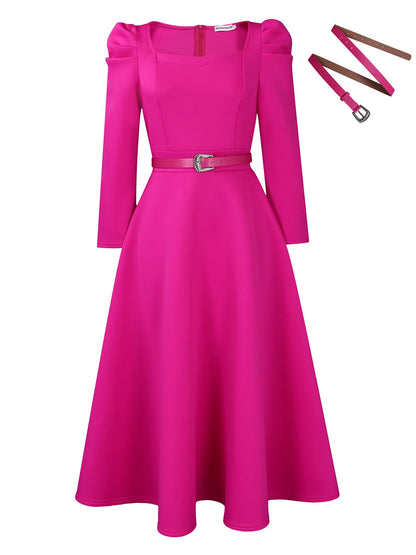 Fashionable Elegant A-Line Dress With Puff Sleeves