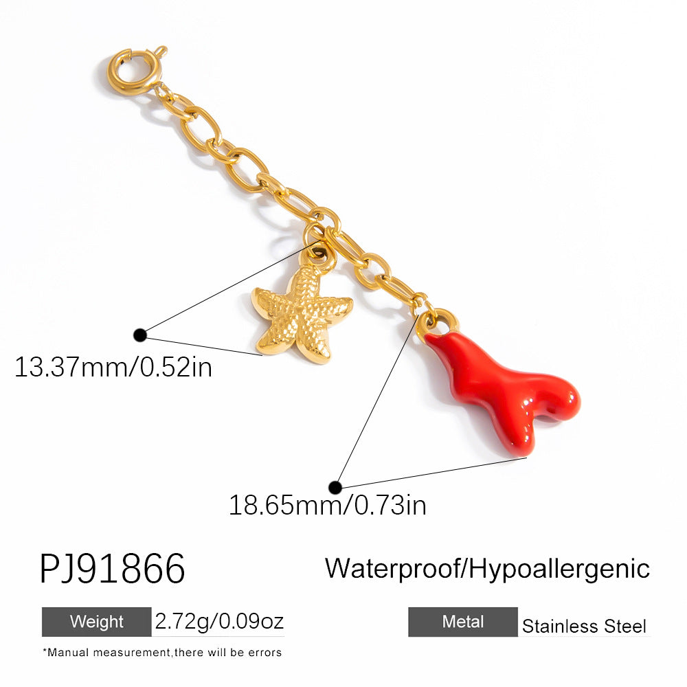Stylish Starfish Shell Pendant Necklace 18K Gold Plated Stainless Steel