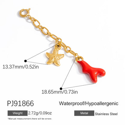 Stylish Starfish Shell Pendant Necklace 18K Gold Plated Stainless Steel
