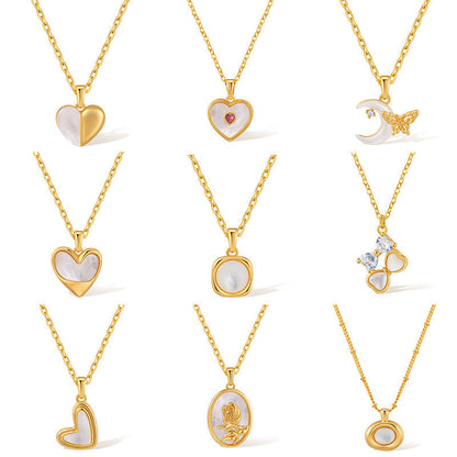 Vintage Shell Pearl Pendant Chain Necklaces