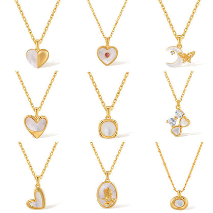 Vintage Shell Pearl Pendant Chain Necklaces