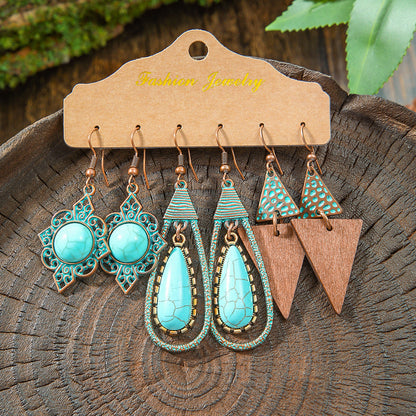 Vintage Bohemian Hollow Geometric Tassel Earrings