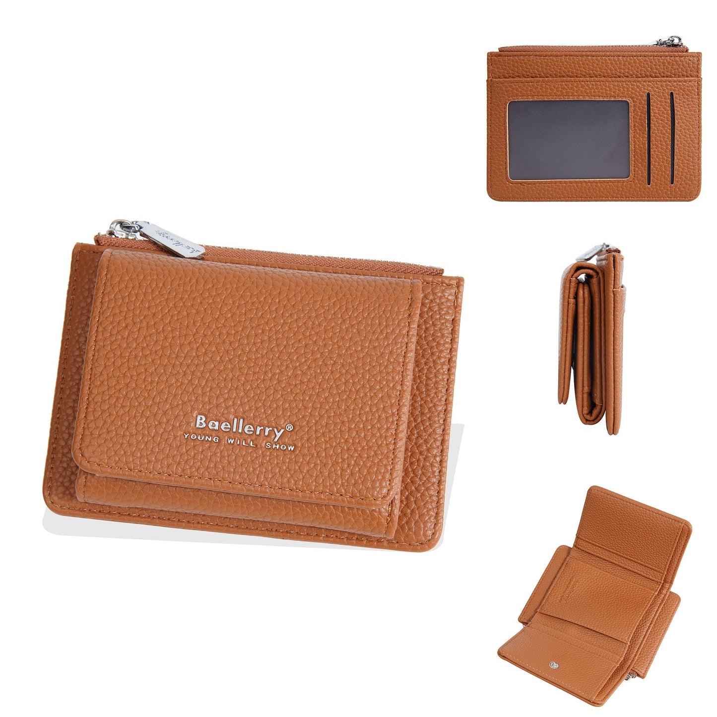Zipper Solid Color Card Cases Wallets