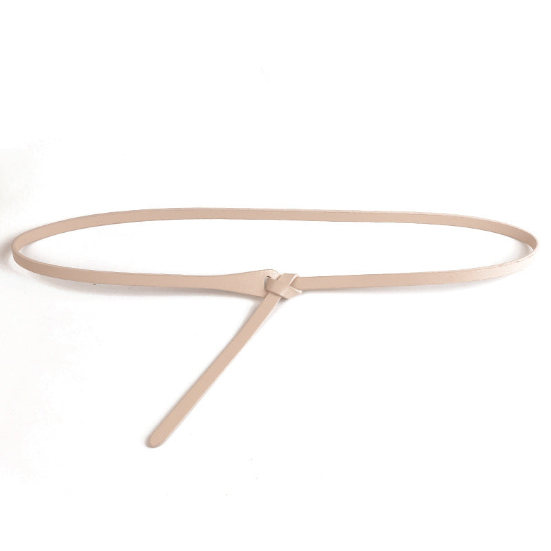Trendy Solid Color Skinny Leather Belt