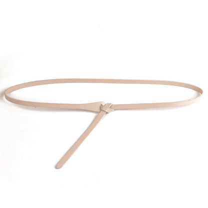 Trendy Solid Color Skinny Leather Belt