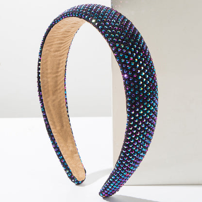 Wide Brim Rhinestone Headband Glamorous Party Hair Accessory