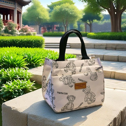 Oxford Cloth Bear Print Tote Bag Large Capacity for Daily Use
