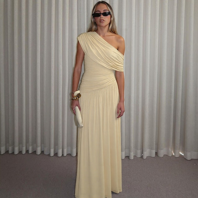 Trendy Off-Shoulder Ruched Dress Elegant Maxi Dress