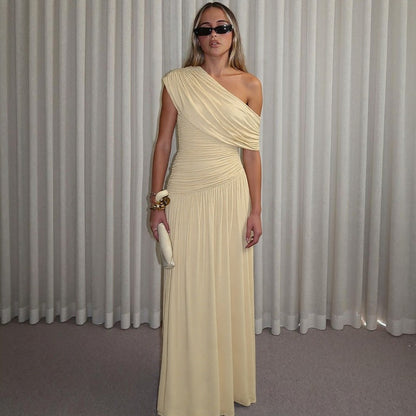Trendy Off-Shoulder Ruched Dress Elegant Maxi Dress