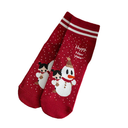 Christmas Cartoon Reindeer Cozy Crew Socks