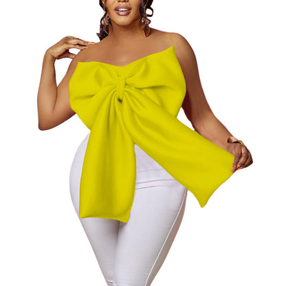Women鈥檚 Sexy Bow Tie Crop Top Strapless Shirt