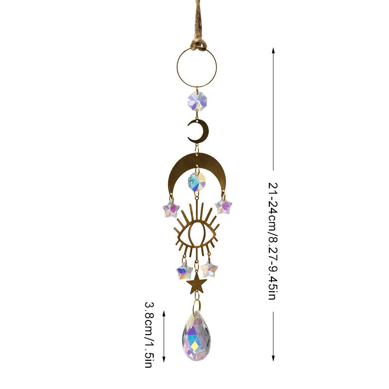 Gold Moon Hanging Colorful Crystal Decoration