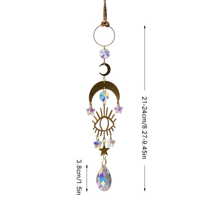 Gold Moon Hanging Colorful Crystal Decoration