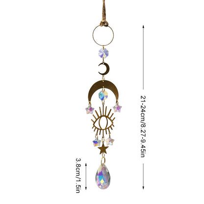 Gold Moon Hanging Colorful Crystal Decoration