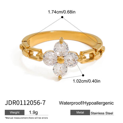Four-Leaf Clover Cubic Zirconia Ring