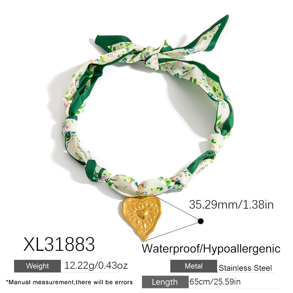 Stainless Steel Scarf Necklace with Fruit and Animal Pendants