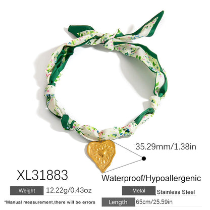Stainless Steel Scarf Necklace with Fruit and Animal Pendants