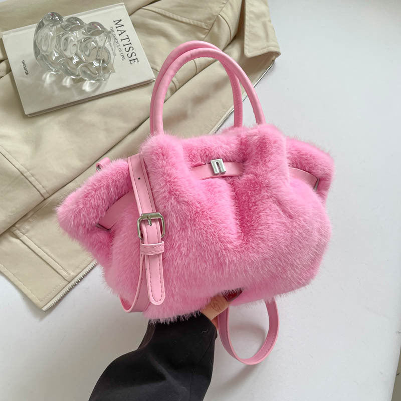 Soft Faux Fur Fluffy Tote Shoulder Bag