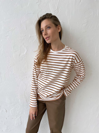 Long Sleeve Striped T-Shirt Casual Cotton Top