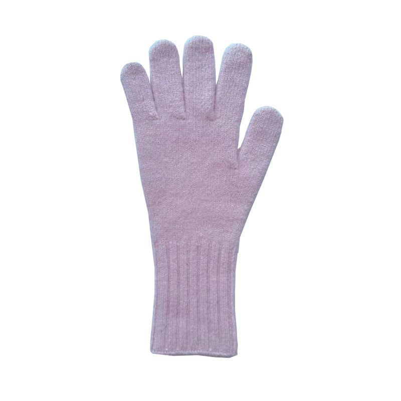Raccoon Fur Knitted Touchscreen Gloves Stylish Long Warm Five-Finger Winter Gloves