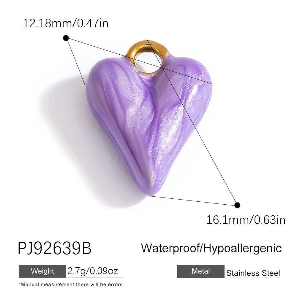 Colorful Oil-Drop Fish Heart Pendant Steel DIY Jewelry Accessories