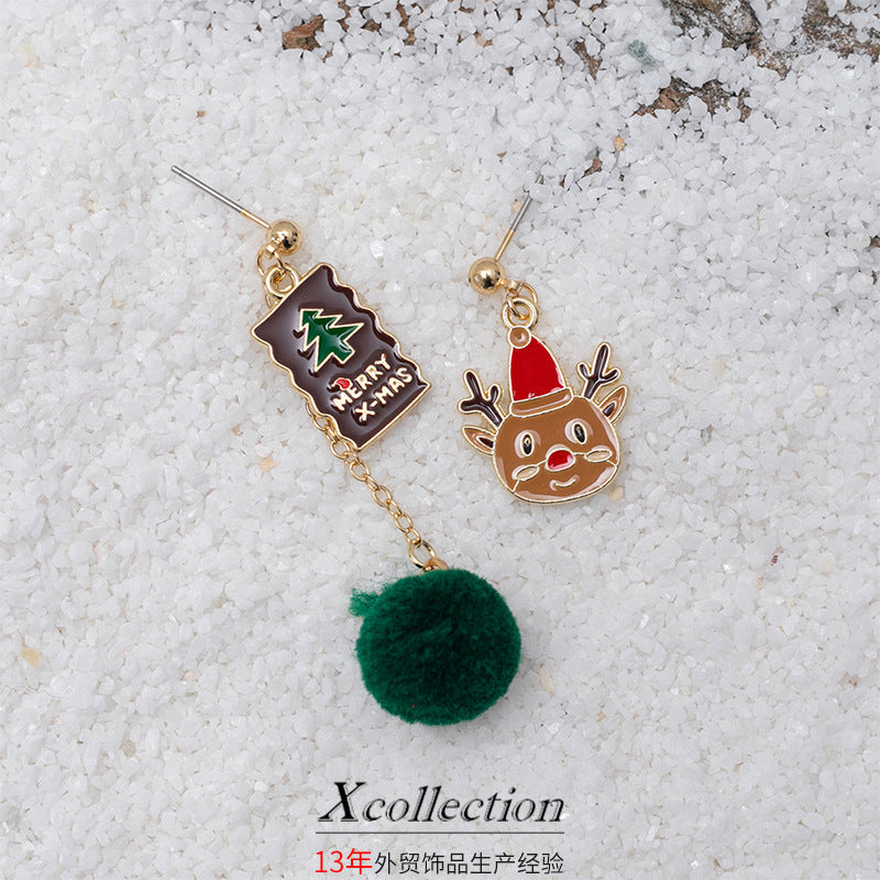 New Holiday Accessories Colorful Funny Christmas Earrings Female Autumn And Winter Wool Ball Earrings