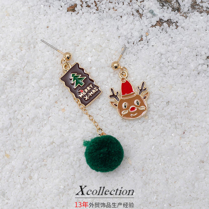 New Holiday Accessories Colorful Funny Christmas Earrings Female Autumn And Winter Wool Ball Earrings