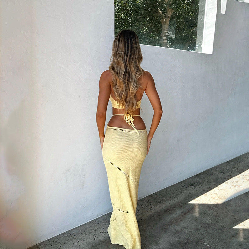 Sexy Hollow Out Knit Slim Swim Cover Up