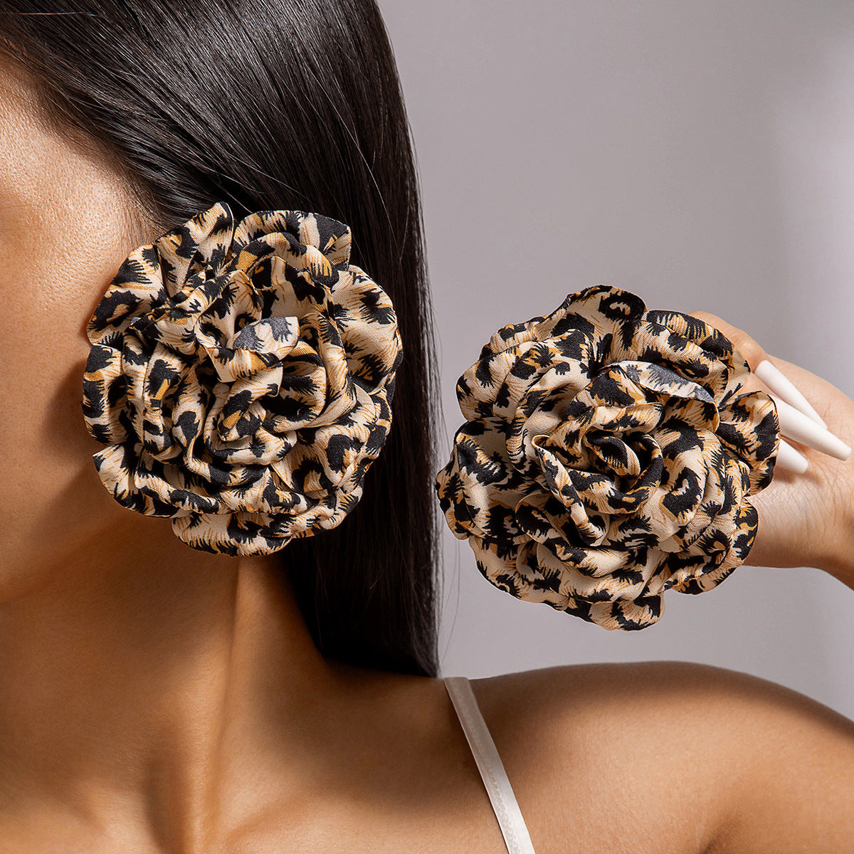 Geometric Leopard Print Resin Drop Earrings For Women