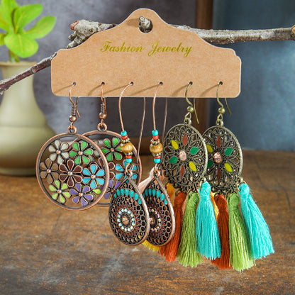 Bohemian Tassel Earrings Set Vintage Style Fashion Jewelry
