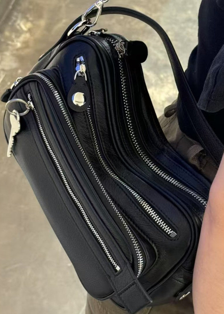 Crescent Bag Vegan Leather Zip Accent