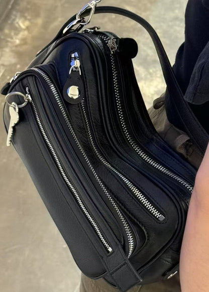 Crescent Bag Vegan Leather Zip Accent