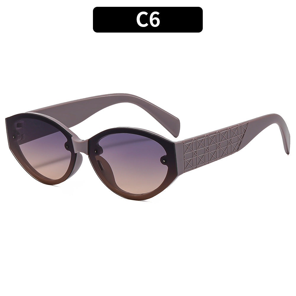Retro Cat Eye Oval Sunglasses Stylish Outdoor UV Protection