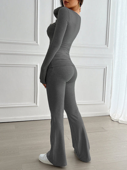 Y2K Sports Style T-Shirt & Long Pants Set for Women