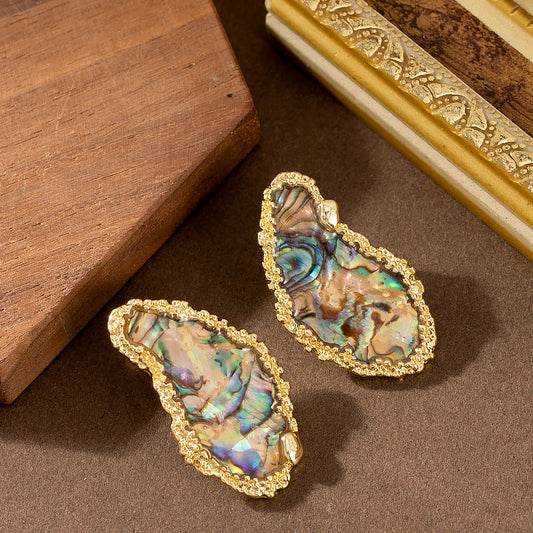 Chic Geometric Abalone Shell Earrings With 925 Silver Posts