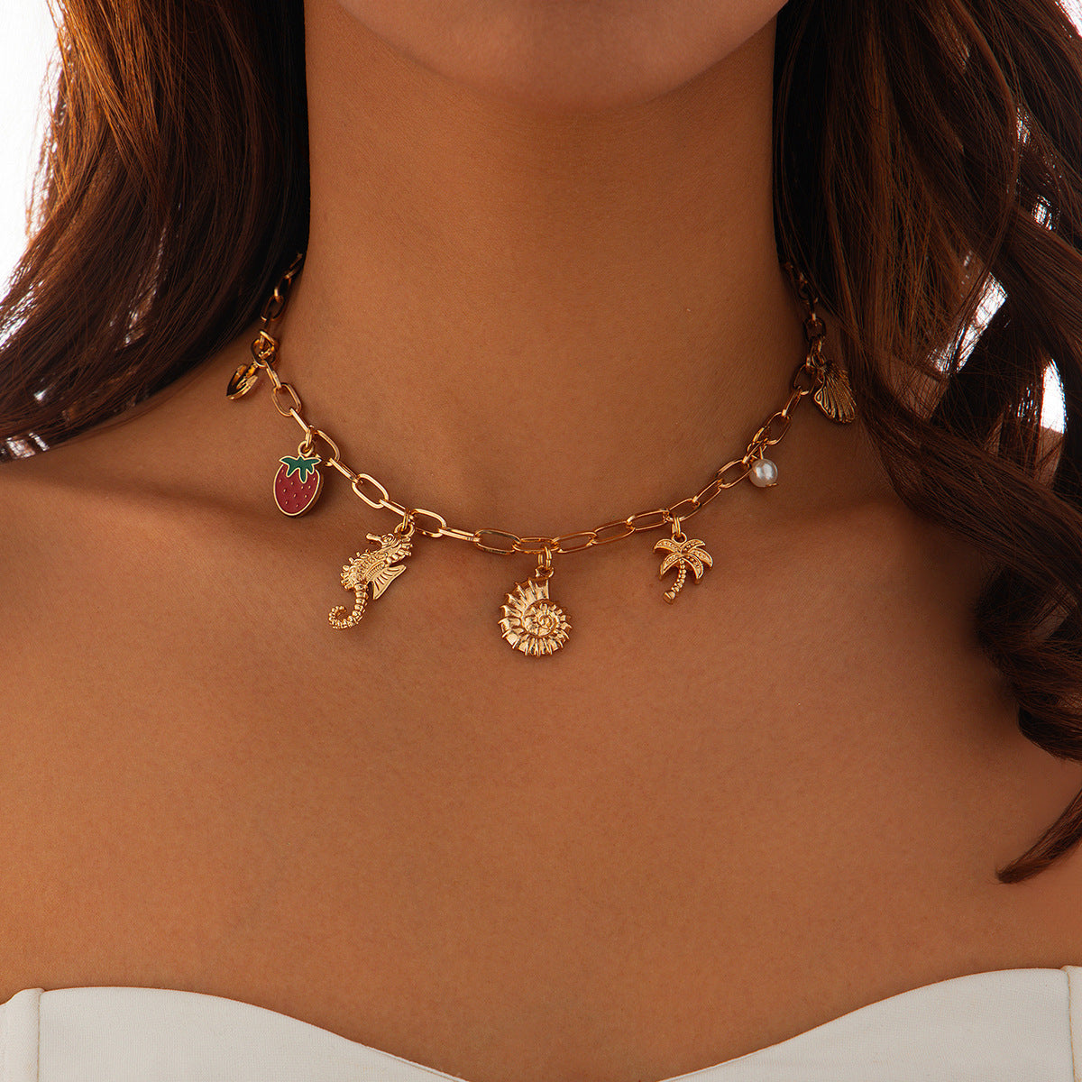 Ocean-Inspired Mermaid Tail Faux Pearl Tassel Necklace