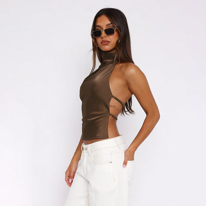 Satin Backless Top for Women Stylish Streetwear